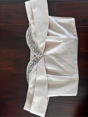 Crystal-Embellished Off-Shoulder Blush Top